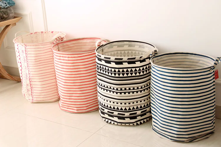 

Newest PE Cotton Linen Fabric Laundry Toies Snacks Storage Basket With Handles Plan to Wash Design Housekeeping