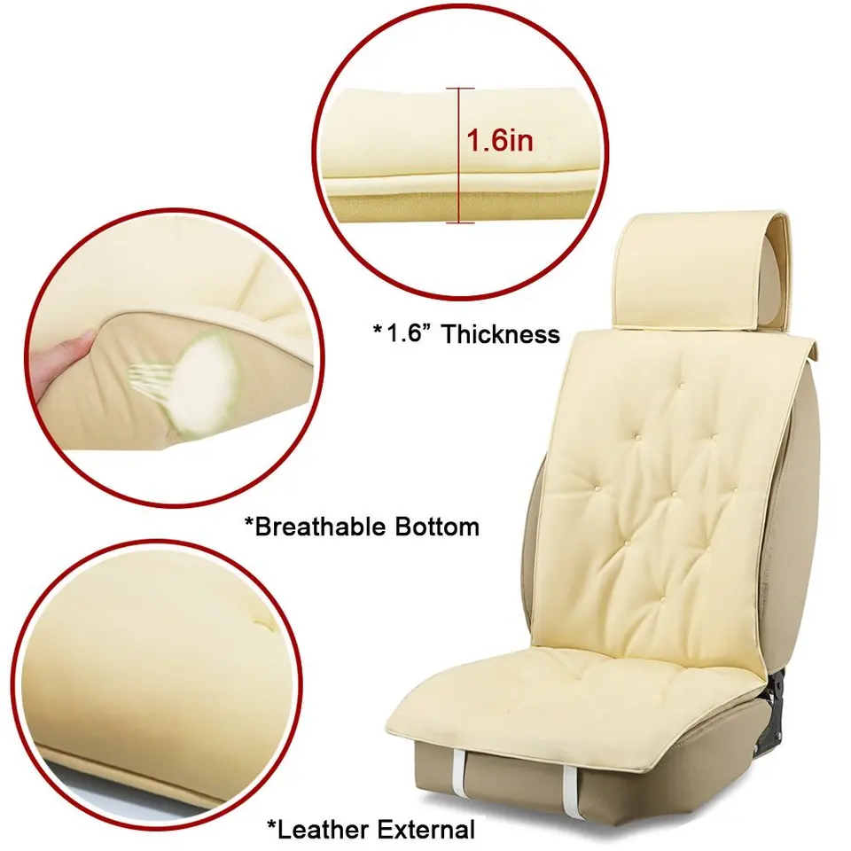 Seat Cover pad Mat for Auto Supplies Office Chair 1PC Gray Big Ant Car Seat Cushion Soft Leather Car Seat Pad Protector Universal Four Seasons
