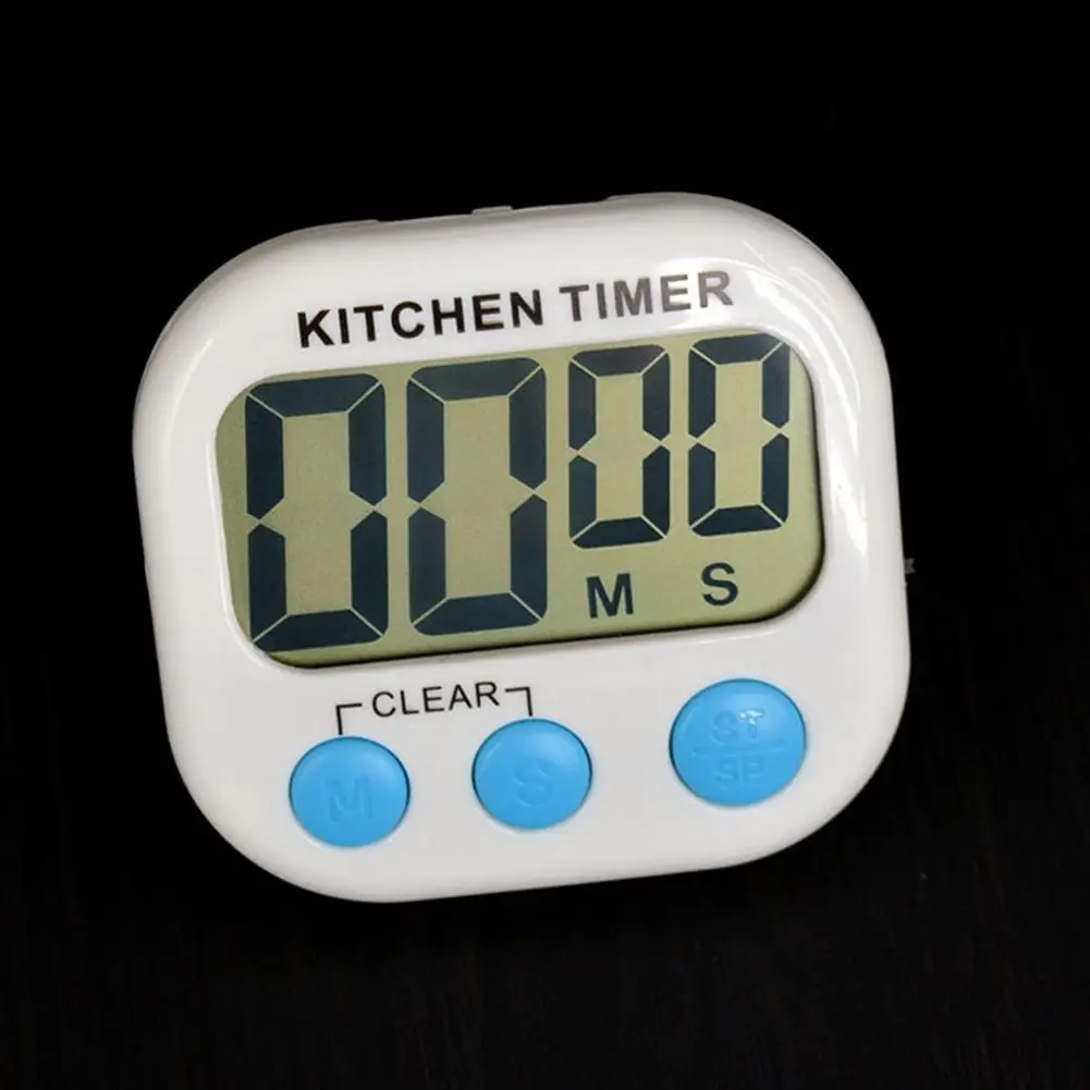 LCD Digital Kitchen Countdown Timer Alarm with Stand White