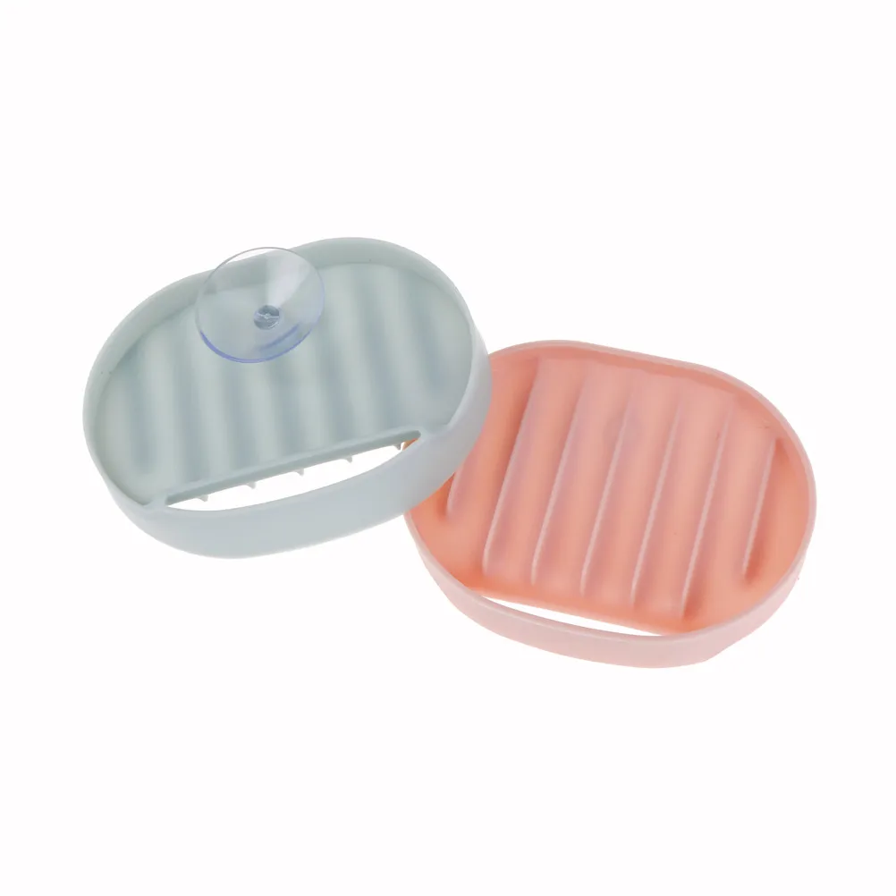 1PCS 2 Colors Soap Dish Strong Suction Cup Wall Tray Holder Soap Storage Box For Bathroom Shower Tool