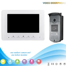 Blanco 7 pulgadas de Color de Vídeo Teléfono de La Puerta Sistema de Intercomunicación Del Timbre 1 Monitor de Acceso RFID A Prueba de agua kit de Cámara