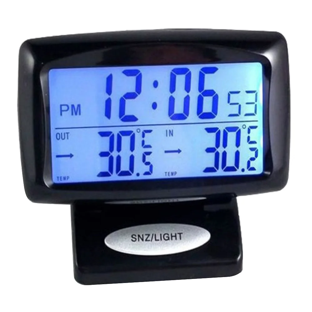 Электронные часы для автомобиля измеритель температуры автоматический внутренний и наружный термометр с двойными датчиками ЖК-Синяя подсветка
