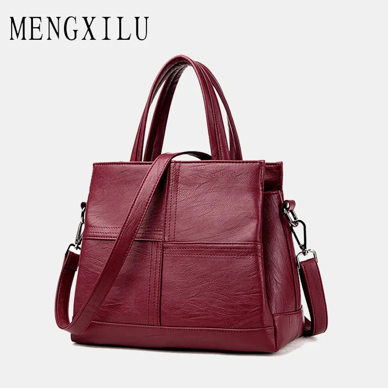 

MENGXILU Fashion Leather Women Bags Handbags Women Famous Brands Luxury Designer Plaid Sholder Bag Ladies Casual Tote Sac A Main
