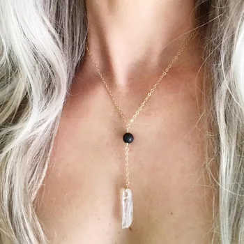 

10pcs)Nature Lava Stone Essential Oil Diffuser Necklace Aromatherapy Jewelry Minimalist Lava Stone Crystal Diffuser Necklace New