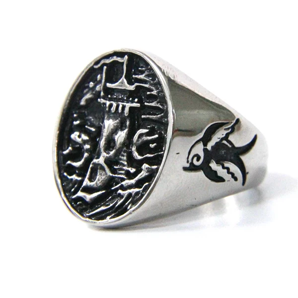 

Fashion Cool Lighthouse At Sea Ring 316L Stainless Steel Mens Ring Band Party New Polishing Silver Navy Rings