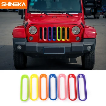 

SHINEKA Colorful Mesh Grille Inserts Grill Trims Ring For Jeep Wrangler JK Car Exterior Parts Front Air Intake Vent Trim