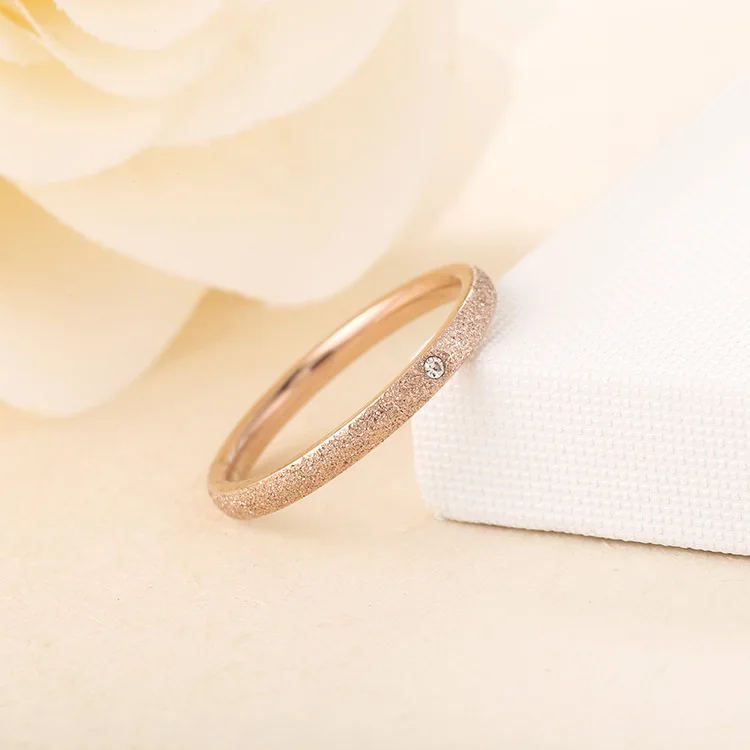 Дизайн, винтажное матовое титановое стальное CZ Кристальное кольцо, розовое золото, обручальные кольца, ювелирные изделия для женщин, Anneau BXJ36
