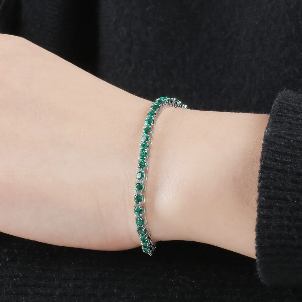 UMCHO 8.1ct Luxury Emerald Bracelets for Women 925 Sterling Silver Bracelet Birthstone Romantic Wedding Green Gemstone Jewelry