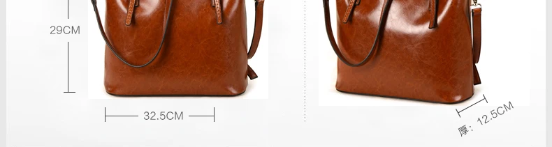 GESUNRY Brand 2018 Fashion Women Handbag Genuine Leather Women Bag Soft Oil Wax Leather Shoulder Bag Large Capacity Casual Tote (3)