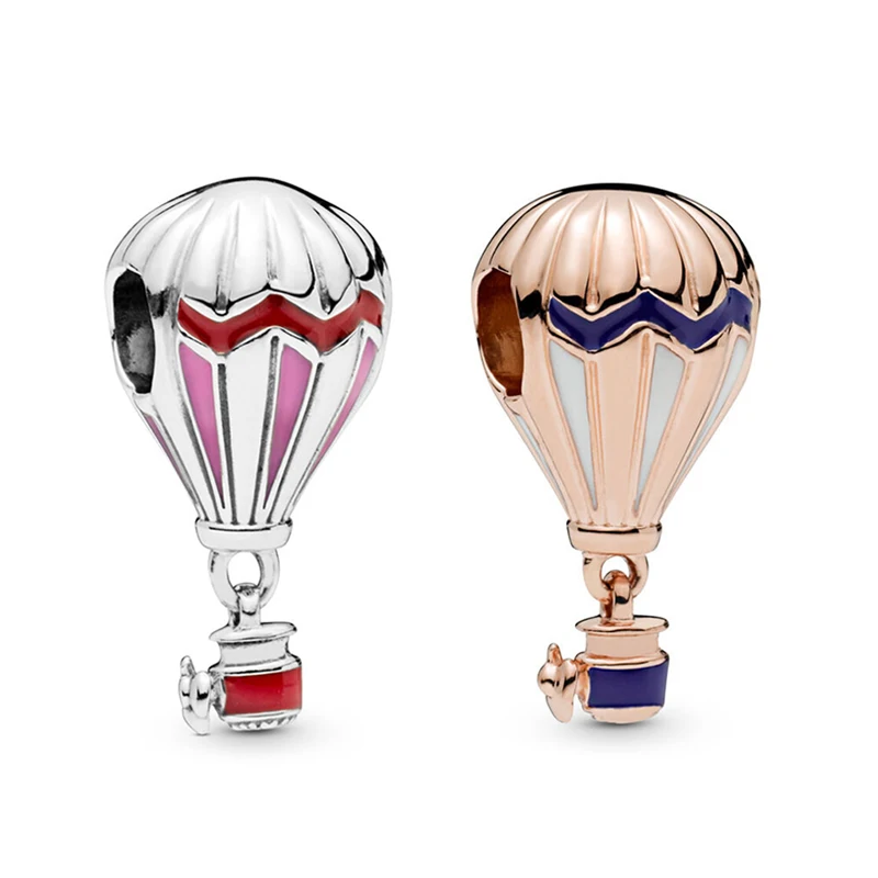 

2019 Summer Authentic 925 Sterling Silver Bead Blue Hot Air Balloon Charm Fit Original Women Pandora Bracelet DIY Jewelry