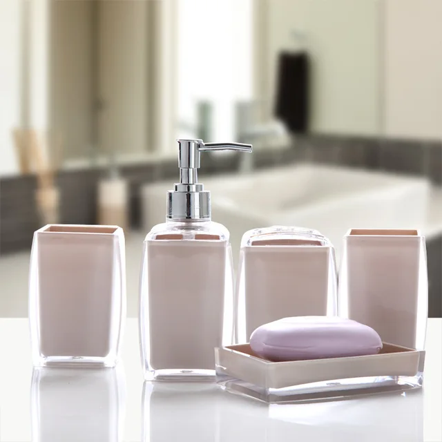 5Pcs/Set Acrylic Hotel Bathroom Toilet Accessories