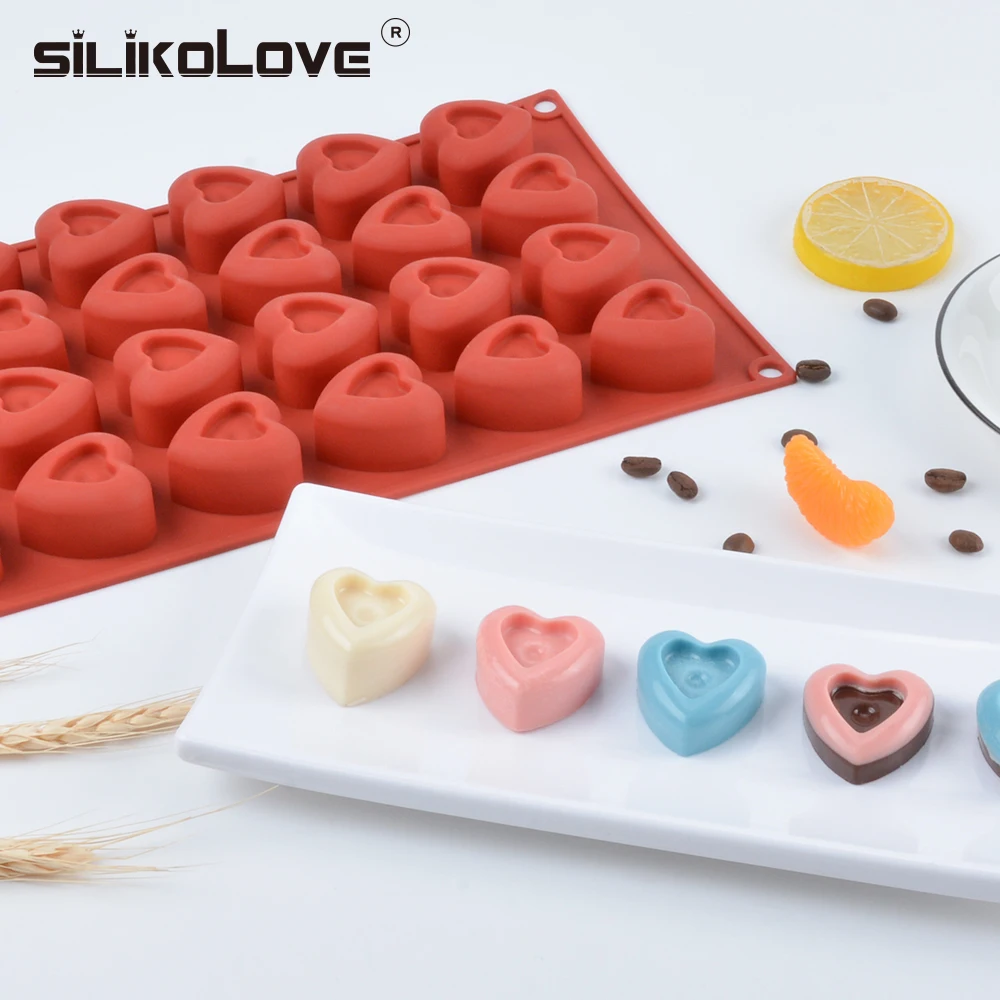 

SILIKOLOVE Love Heart shape 24 Cavity Chocolate Mold Silicone Mold For Baking Cake Decorating FDA/CIQ Eco-Friendly
