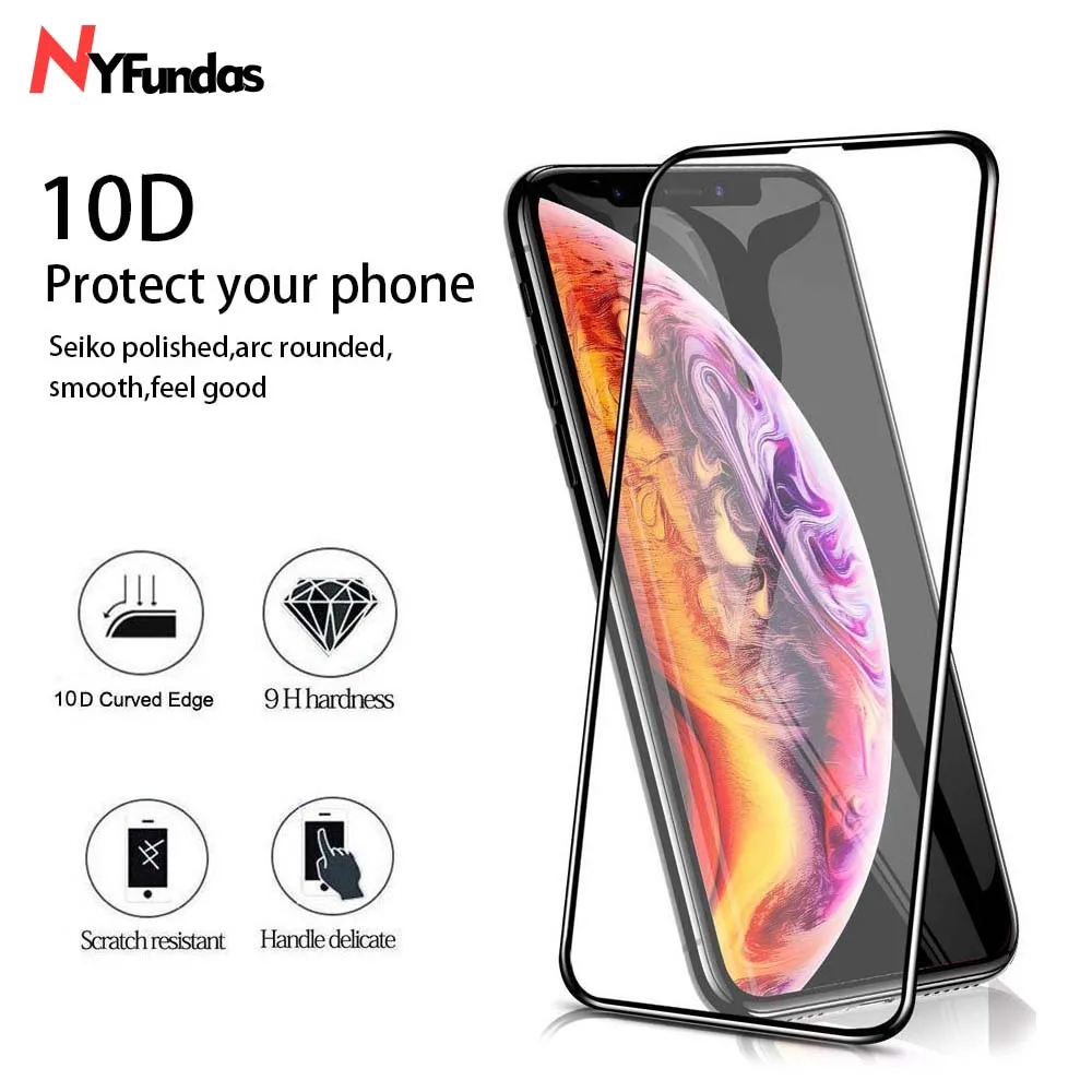 Защитная пленка 10D для iphone X 8 7 6 Plus полное покрытие закаленное стекло iPhone XS XR xsmax 11