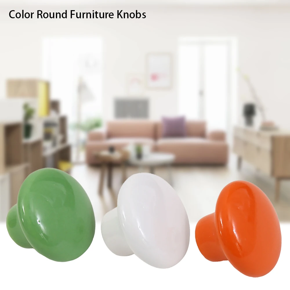 

Candy Color Round Furniture Knobs Ceramic Drawer Knob Cabinet Pulls Cabinet Closet Cupboard Pull Handle Modern Kitchen Handle