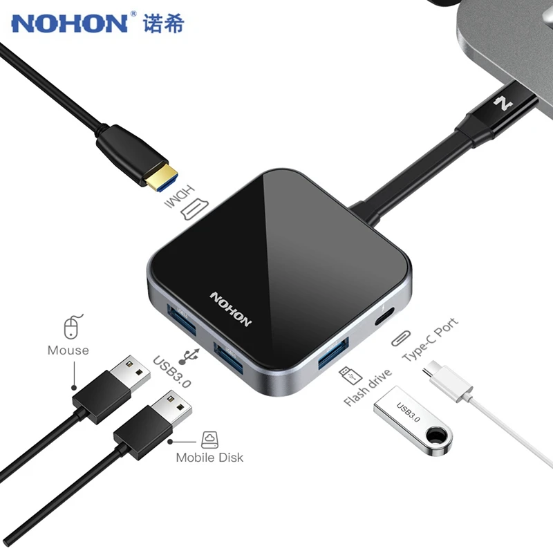 NOHON Type C концентратор конвертер USB к HDMI адаптер 3 0 кардридер PD 4K Синхронизация