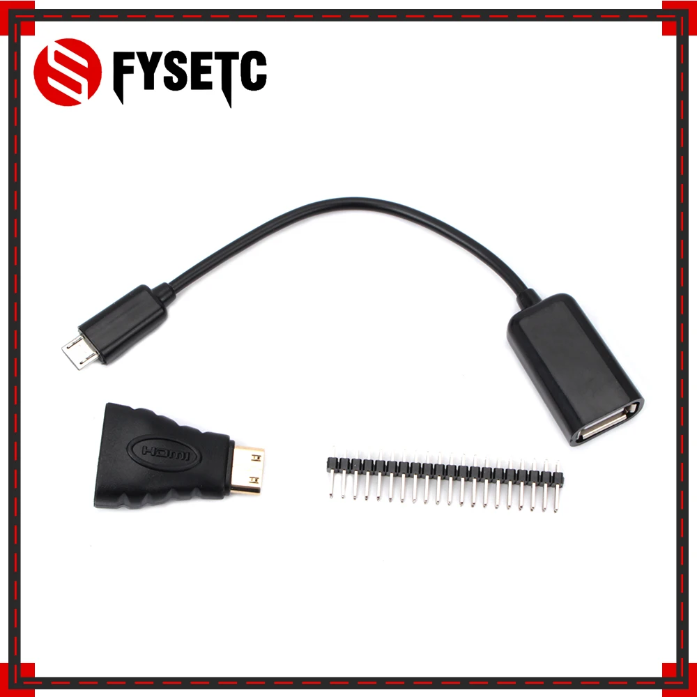 3 in 1 Raspberry PI Zero Kit Mini HDMI To HDMI Adapter+GPIO Header+Micro USB