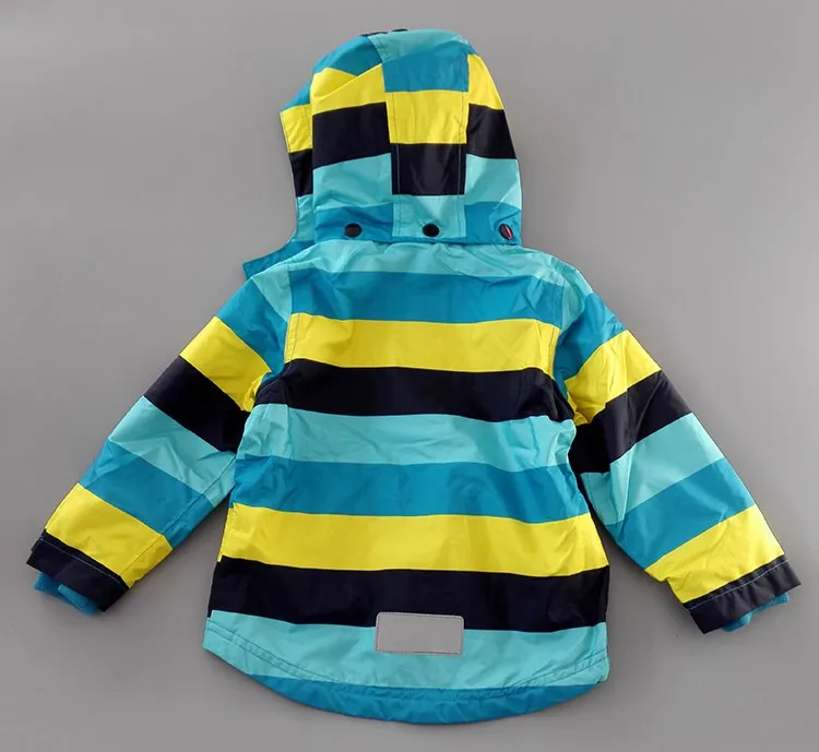 Штормовка для маленьких мальчиков, куртка и штаны водонепроницаемый костюм комплект одежды с защитой от ветра куртка в синюю полоску