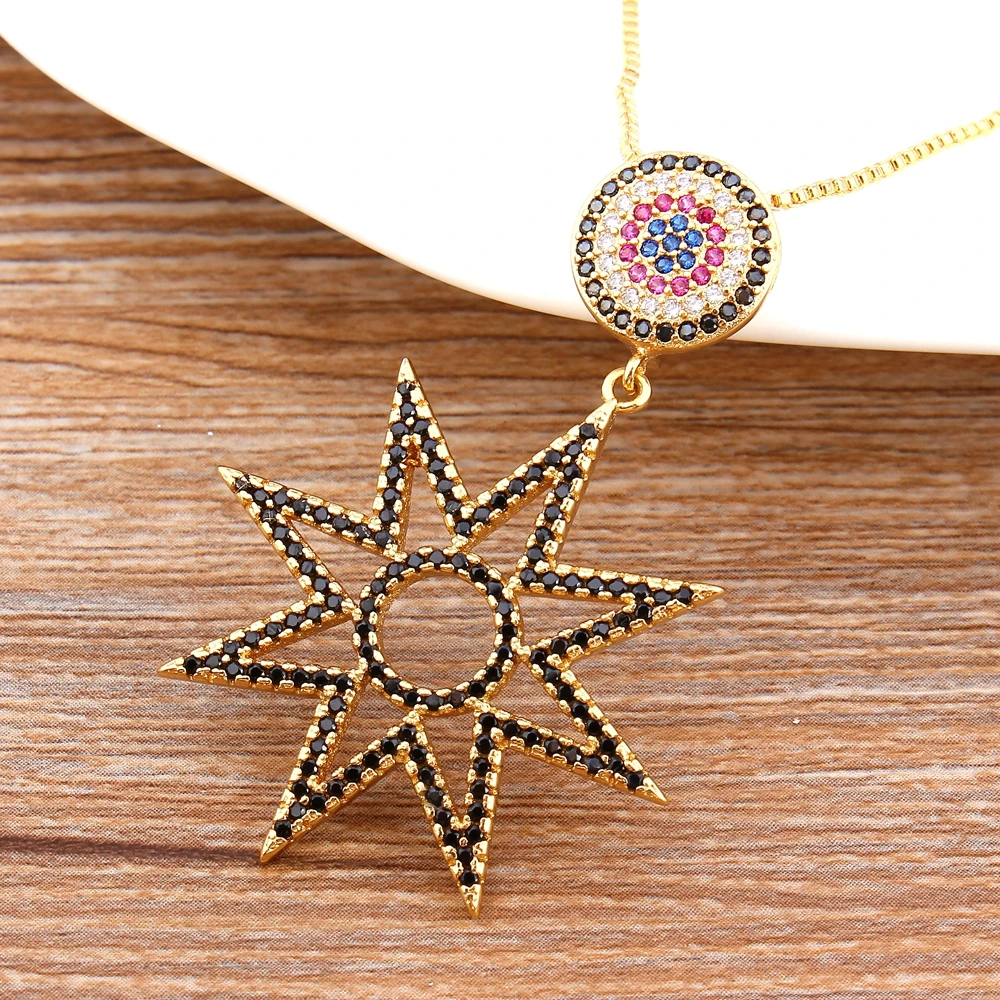 

Wholesale New Arrival Star Shape Necklace Jewelry High Quality Copper Cubic Zirconia Pendant For Women Girl Birthday Gift