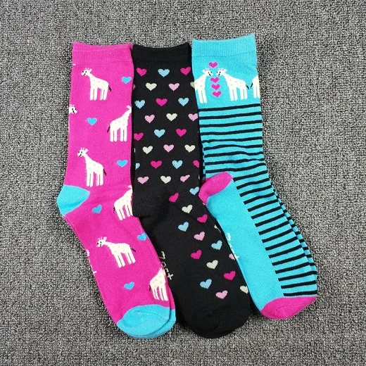 3 пары женских носков с забавными животными американский размер 7-11, европейский размер 37-42 - Цвет: Giraffe