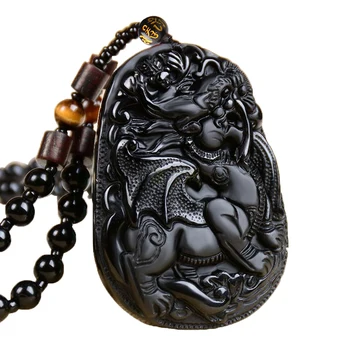 

Obsidian new pendant men's lucky transport items fall tyrant evil male kylin jade necklace female