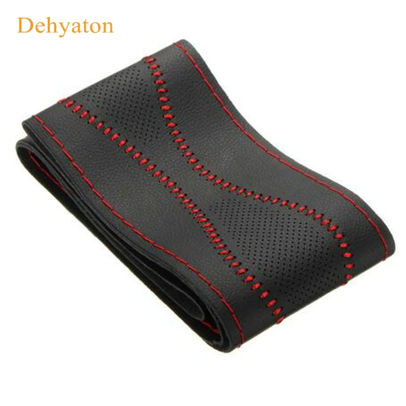 

New 38cm Genuine Leather Auto Car Steering Wheel Cover Soft Anti-slip Car Steering Cover Black Braid With Needles and Thread