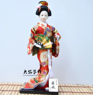 30 см каваи японские милые статуэтки гейши куклы с красивым кимоно дом офис украшения миниатюры подарок на день рождения - Цвет: Синий