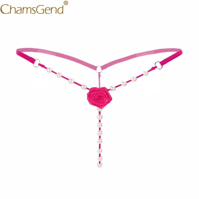 Chamsgend Intimates Women Sexy Hot Underwear Attractive Open Beading Flower V-String G String Thong 80111