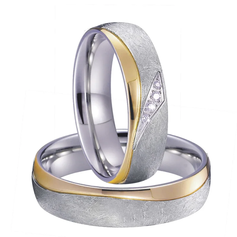

Unique vintage matte wedding band Promise rings men Gold Silver Color Alliances jewelry couple rings for women
