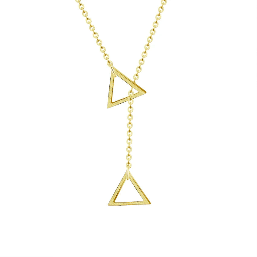 

Minimalist Double Triangle Pendant Necklace Men Women Vintage Jewelry Stainless Steel Gold Ketting Geometric Necklace Bff Gift