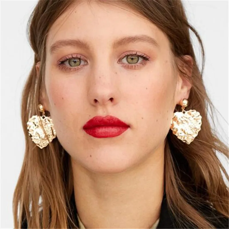 

Mamojko ZA Bohemian Gold Silver Heart Shape Pendant Earrings for Women Fashion Wedding Drop Dangle Hanging Earring Jewelry