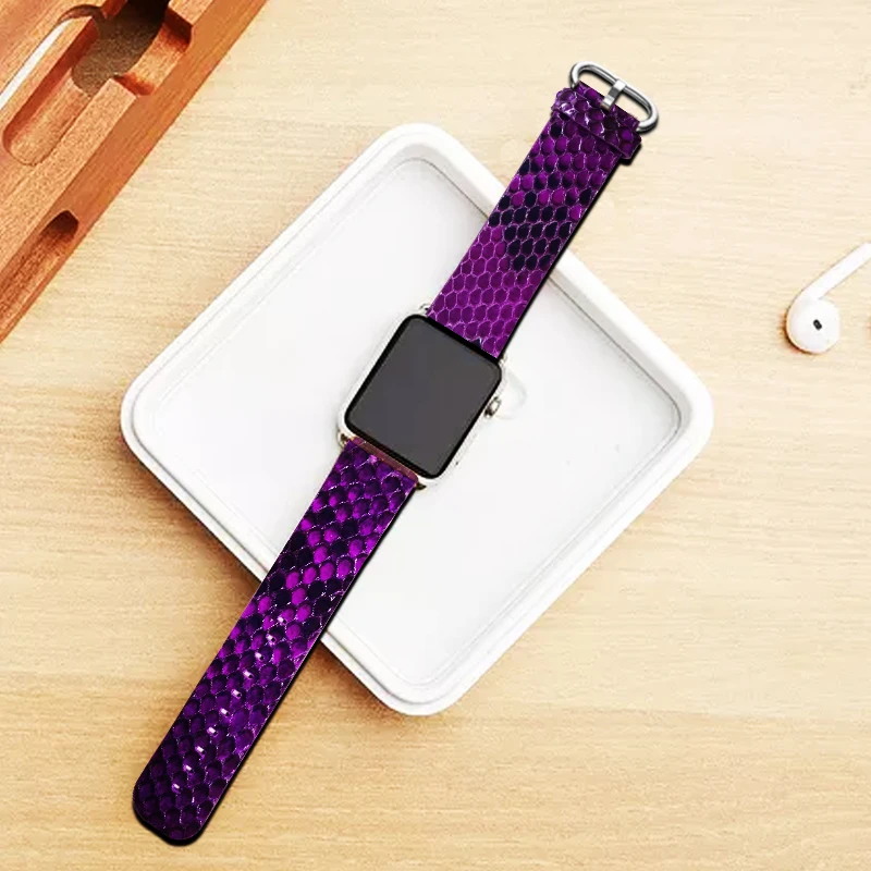 Ремешок для часов Apple Watch 38 42 мм браслет из Натуральной Змеиной кожи Series 1 2