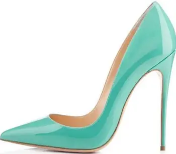 

Carole Levy hot selling sky blue patent leather high heel shoe sexy pointed toe 12cm thin heels woman pumps thin heels shoe
