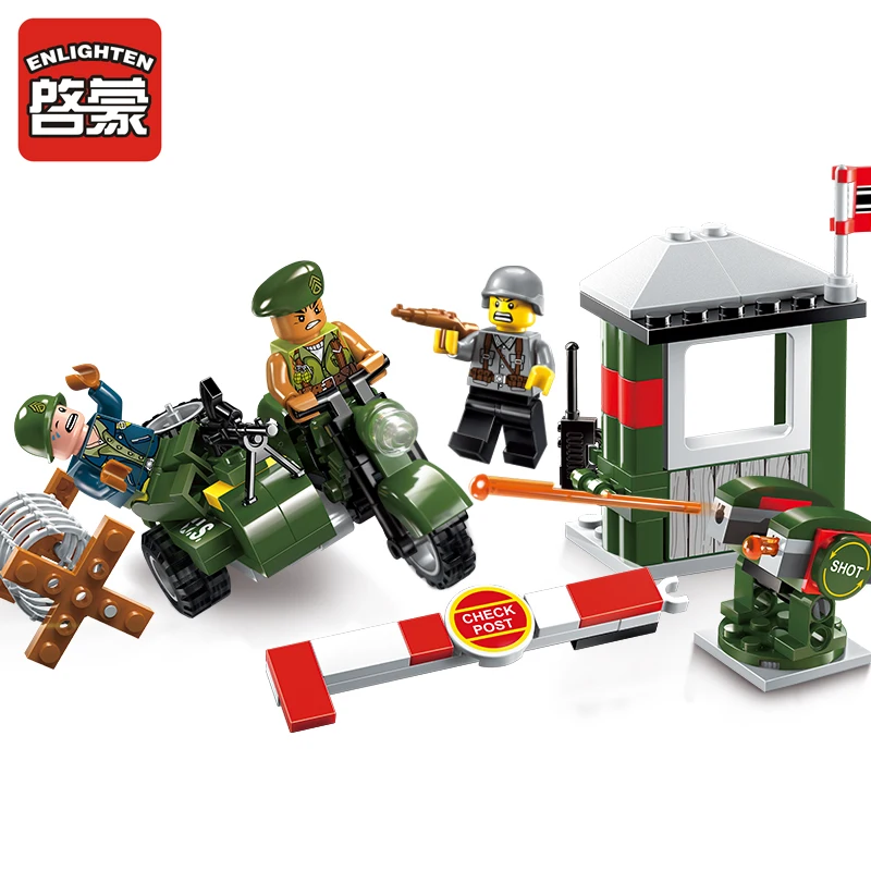 

1702 ENLIGHTEN Military Series Escape The Alert Area Model Building Blocks Action DIY Figure Toys For Children Compatible Legoe
