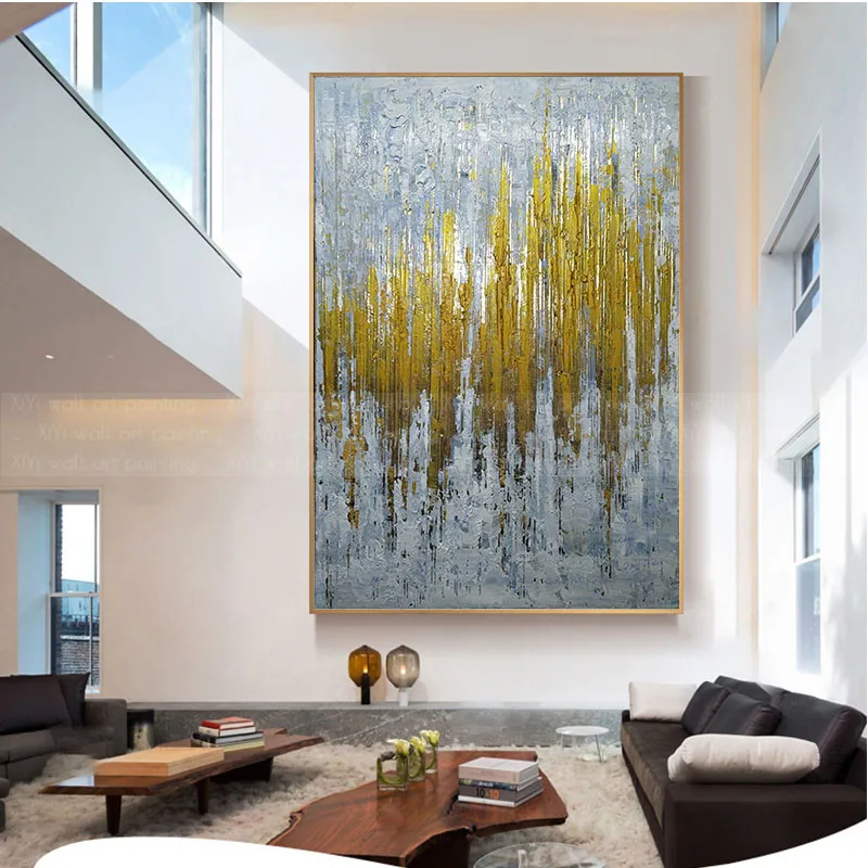 

Gold art canvas paintings Abstract decoration painting wall art pictures for living room home hallway wall decor acrylic texture