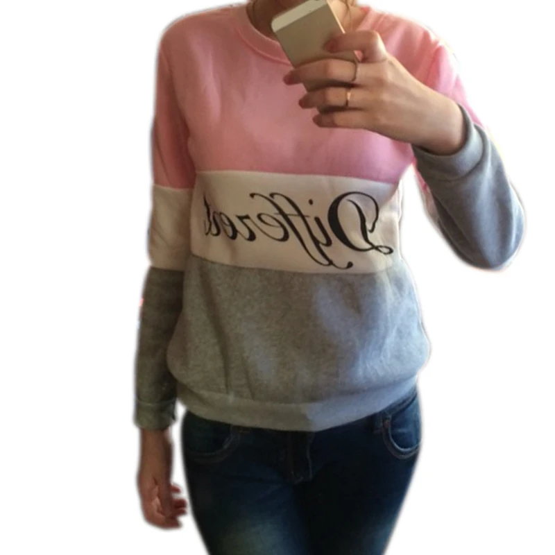 الخريف الربيع المرأة هوديس خليط طويلة الأكمام البلوز الصوف رياضية طويلة الأكمام س الرقبة البلوز القمم