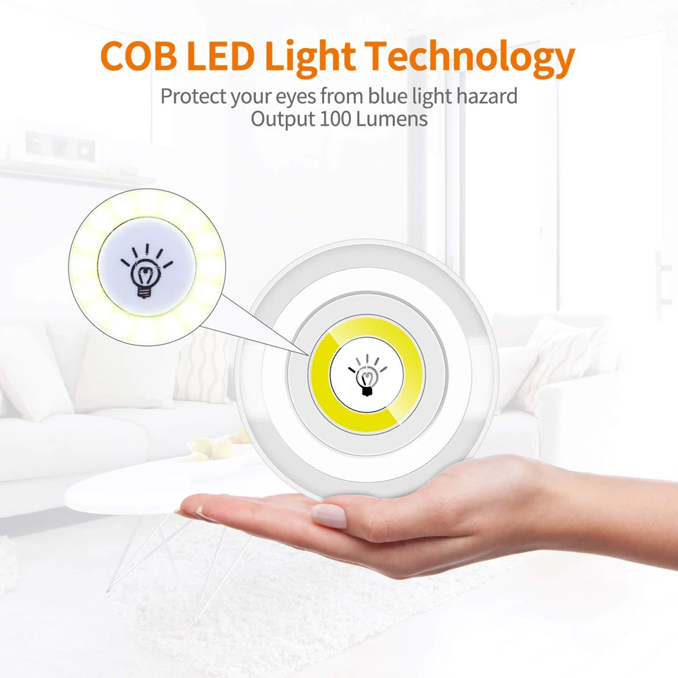 Dimmable COB светодиодный светильник под шкаф гардероб кухонный светильник дистанционное управление шайба светильники с питанием от