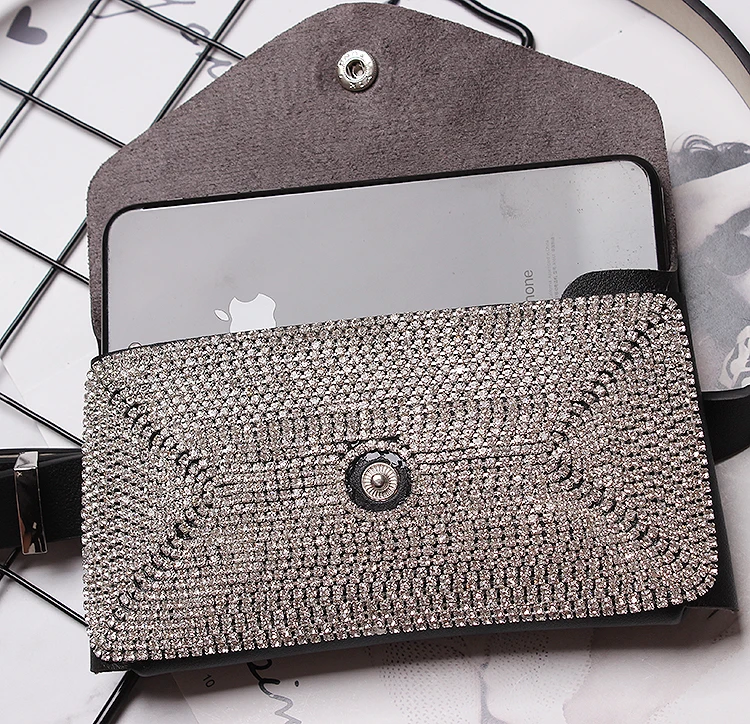BLINGBLING Украшенные Стразы поясные сумки для женщин Съемный поясной ремень из