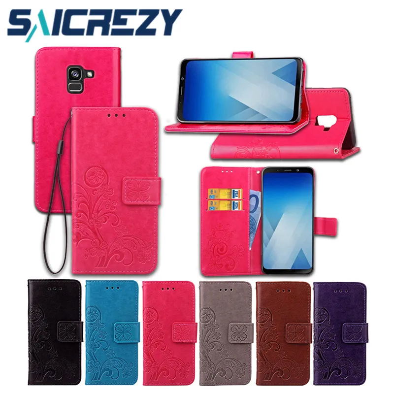luxury shockproof funda cover For Samsung Galaxy A8 2018 case Flip Leather Stand Wallet Coque for Plus | Мобильные телефоны и