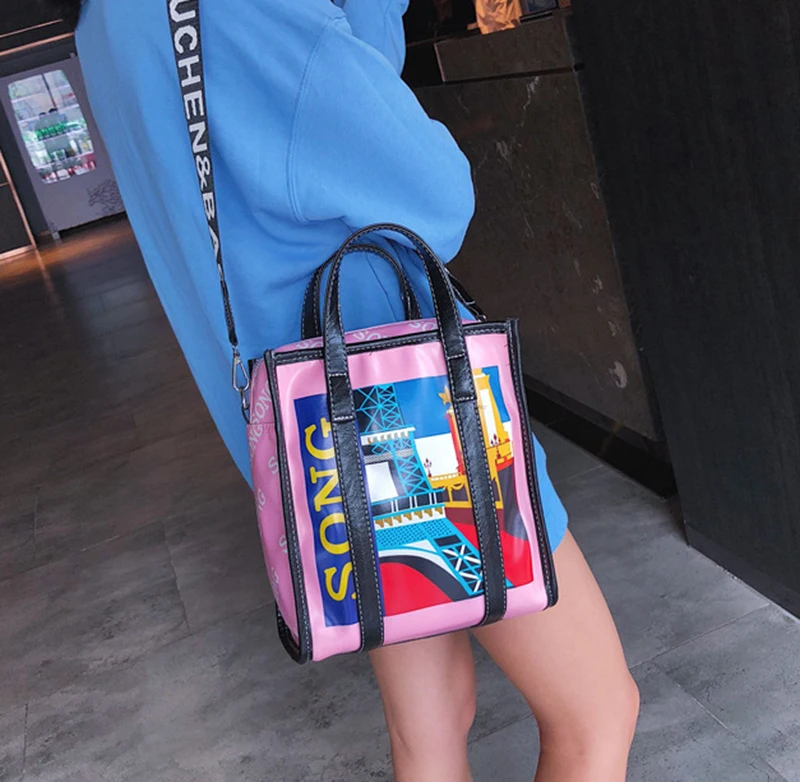 Women Designer Leather Handbag Female Cartoon Painting Messenger Shoulder Bags Lady INS Fashion Crossbody Bag Party Purse SS7360 (23)