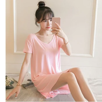 

2019 Summer Women Nightgowns Casual Loose Sleepwear beauty back Loose Nightdress Home Clothes