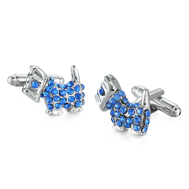 

KC-895 Men Cufflinks Blue Crystal puppy Cufflinks high-quality French shirt buttons Cufflinks Cuff Links