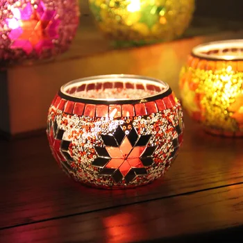 

Mosaic Glass Tealight Votive Candle Holder for Wedding Party Bar Home Decor