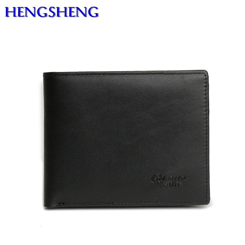 

HENGSHENG cow leather men wallet with quality genuine leather short men wallet for fashion business men cross wallet
