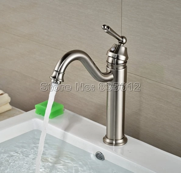 brushed nickel brass swivel spout bathroom faucet wash basin mixer