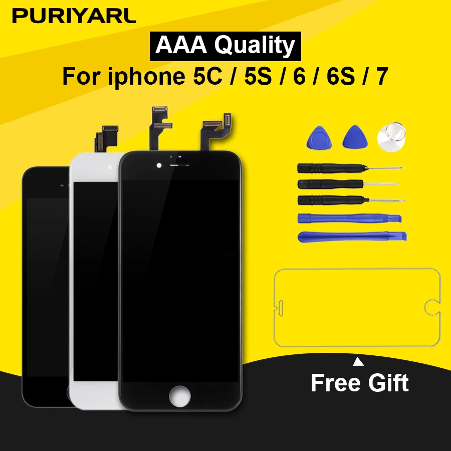 

AAA Quality For iphone 5s 5c 6 plus 6s 6 7 LCD Display Touch Screen Digitizer Assembly Replacement White or black For Broken