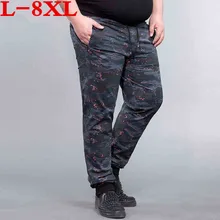 Мужские камуфляжные штаны размера плюс 8XL 7XL 6XL, лоскутные штаны для фитнеса, свободные штаны с эластичной резинкой на талии, новые осенние зимние свободные штаны для мужчин