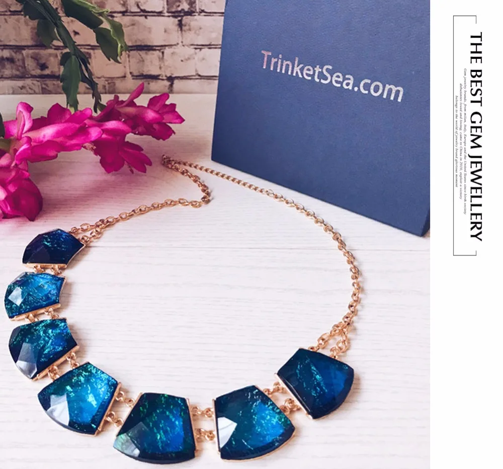 TrinketSea Модный Синий Кристалл Очарование Женщины Подвеска Себе Ожерелье Короткое