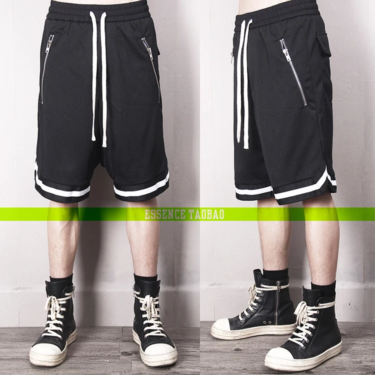 Новая мужская одежда модный стилист высокие уличные полосы Haren личности промежность пять брюки