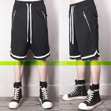 Новая мужская одежда модный стилист высокие уличные полосы Haren личности промежность пять брюки