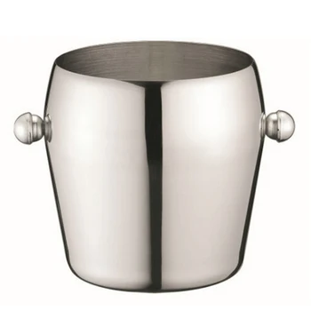 

Behokic 1L Stainless Steel Ice Bucket Bar Pub Wine Beer Champagne Whisky Cooler Bottle Cubes Bucket Container Round Side Handle